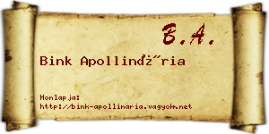 Bink Apollinária névjegykártya